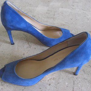 Ivanka Trump Stiletto Heel Blue Suede Peep Open Toe 8.5